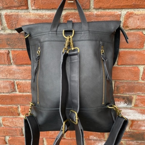 Leather convertible backpack